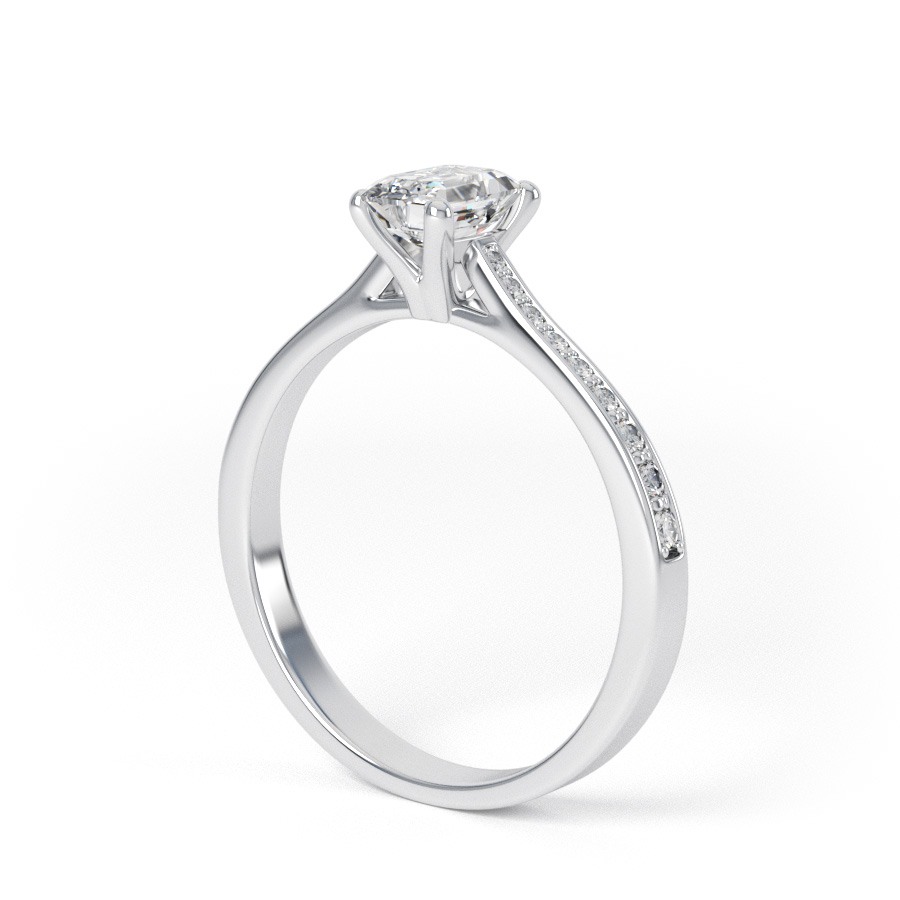 DAKOTA | Slim Emerald Cut Channel shoulder Set Engagement Ring ...
