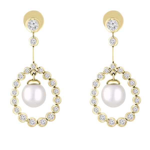 Diamond Earrings | With Central Peal | D_S012