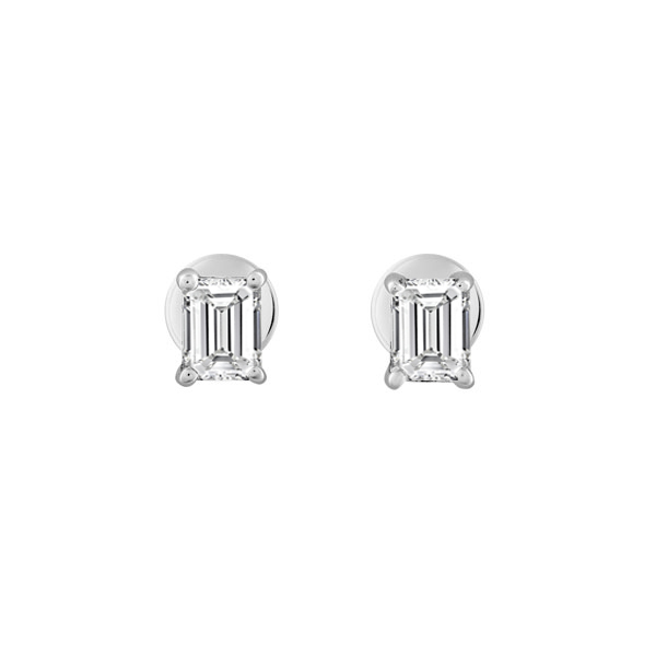 Diamond Earrings | Emerald Cut Stud | D_S026