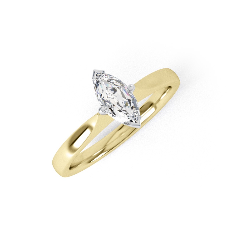 TATUM | Wide Band Marqusie Shape Diamond Engagement Ring - Marlows Diamonds