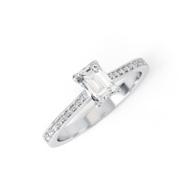 DAKOTA | Slim Emerald Cut Channel shoulder Set Engagement Ring