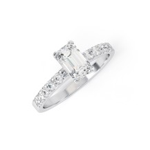HAYDEN | Emerald Cut Claw Shoulder Set Engagement Ring