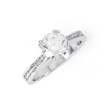 FAITH | Eight claw tapering shoulder set diamond engagement ring