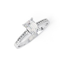 ANGEL | Slim Shoulder set Diamond Emerald cut Engagement Ring