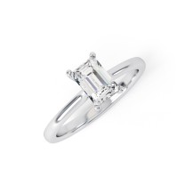 NOELLE | Emerald Cut Diamond set on a petite solitaire set Engagement Ring
