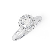 AVA | Straight Band Elegant Halo Set Engagement Ring
