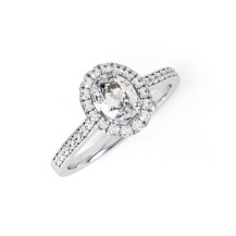 ALIIA 18ct Oval shape Halo and Channel Set shoulder diamond Engagement Ring