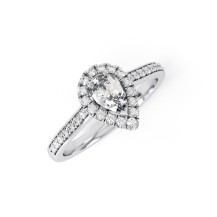 WILLOW | Pear shape Halo and pave shoulder set Engagement Ring
